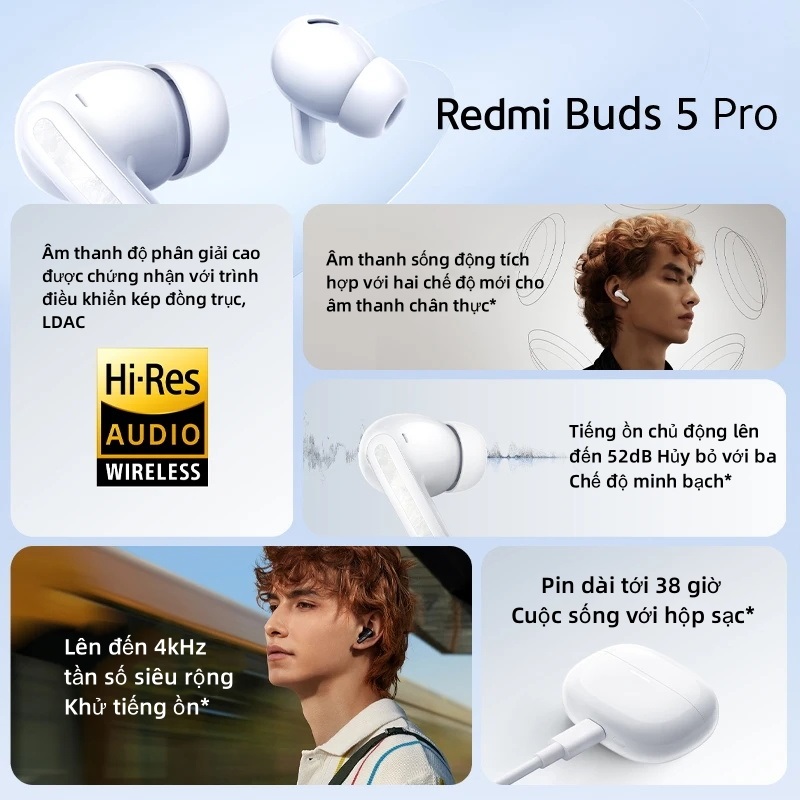 Phiên bản toàn cầu tai nghe Xiaomi Redmi Buds 5 Pro - Hàng Chính Hãng