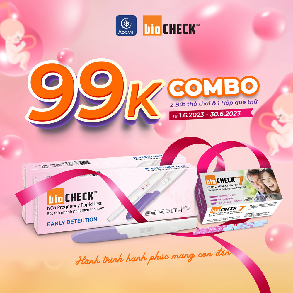 Combo 2 bút thử thai phát hiện thai sớm kèm hộp 7 que thử rụng trứng Biocheck