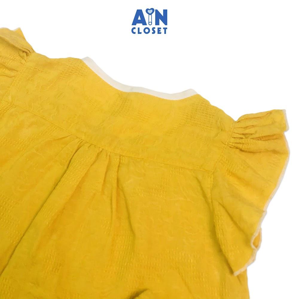 Bộ quần áo ngắn bé gái họa tiết Vàng trơn nơ trắng cotton dệt - AICDBGO9WMHH - AIN Closet