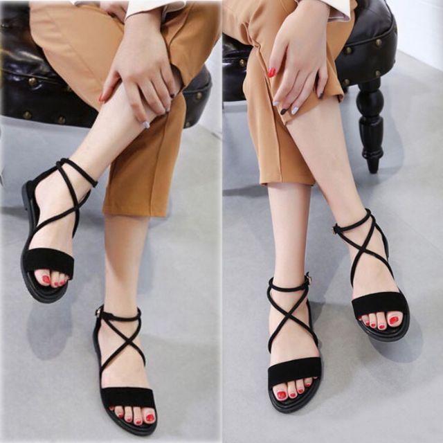 Giày Sandal Nữ Đi Học Quai Hậu Bản Ngang - SM06