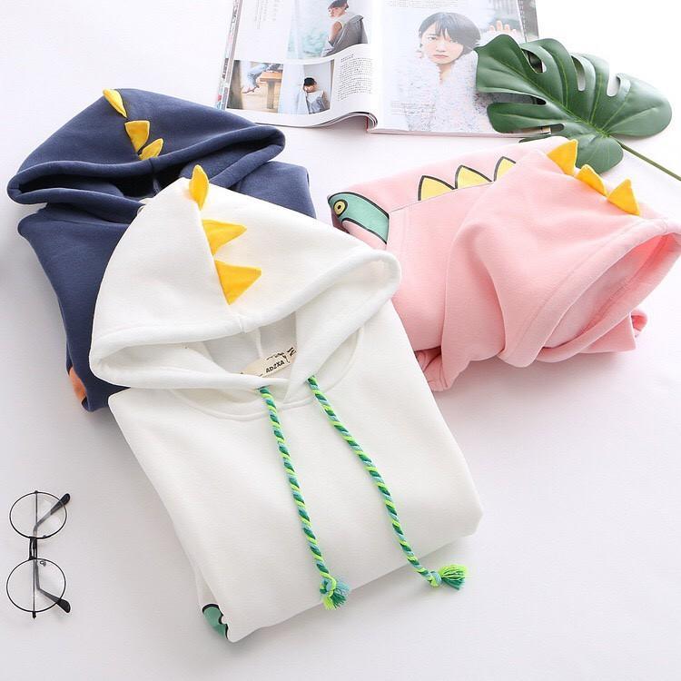 ÁO HOODIE NỮ UNISEX IN HÌNH KHỦNG LONG SỪNG NHÍ VỚI CÁI SỪNG SIÊU DỄ THƯƠNG