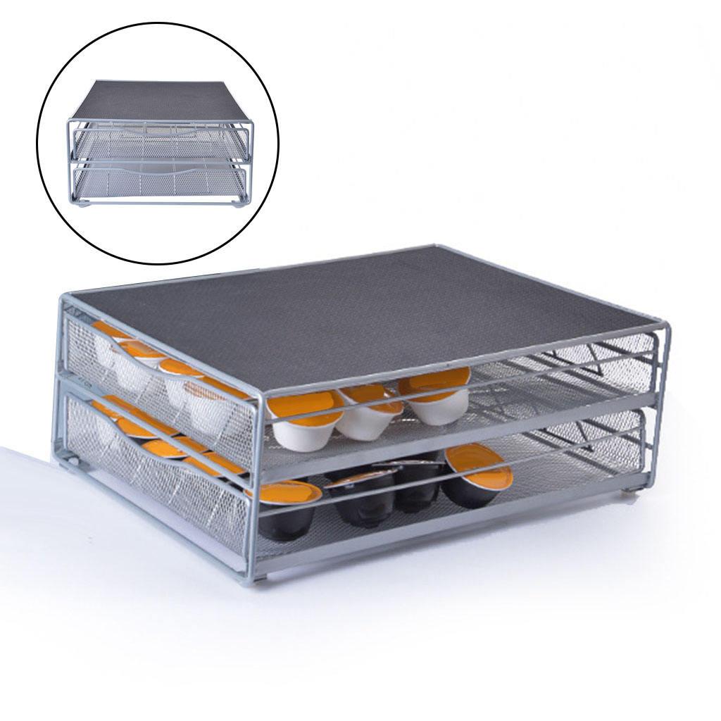 Iron Coffee Capsule Storage Organizer Holder 2 Layer Space Saving Counter