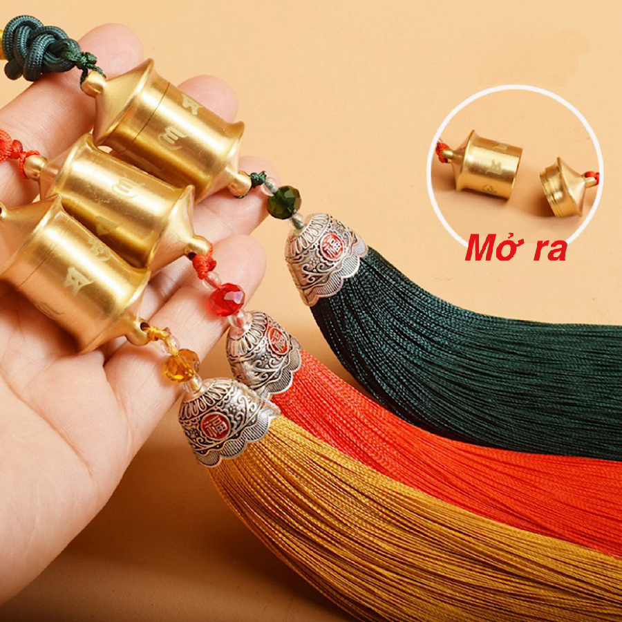 DÂY TREO KINH LUÂN ĐỒNG KHẮC LỤC TỰ MINH CHÚ OM MANI PADME HUM -LỜI NGUYỆN CẦU HẠNH PHÚC VÀ BÌNH YÊN