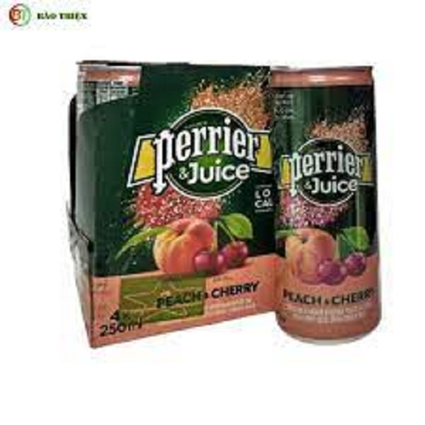 1 thùng tương đương 4 lon Nước đào và cherry có ga Perrier &amp; Juice 250ml