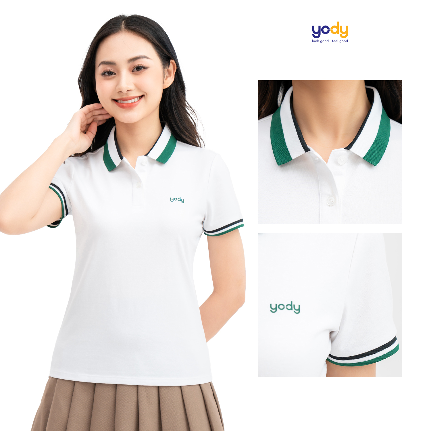 Áo polo nữ YODY Recycle Clean Vietnam mềm mại, thông thoáng APN6256