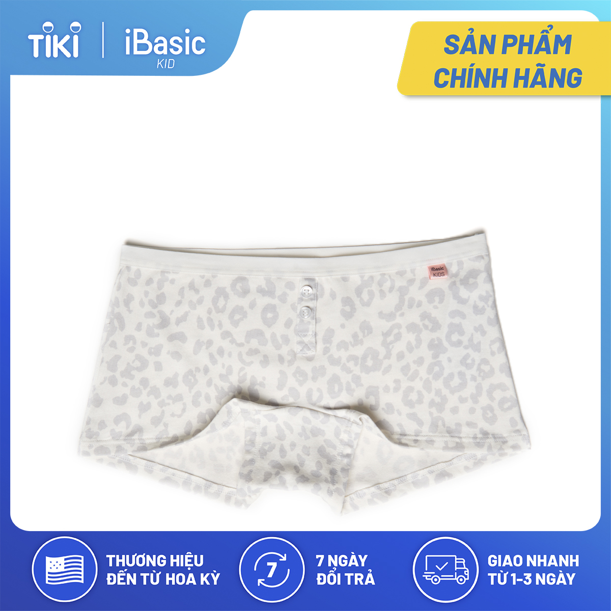 Combo 3 quần lót bé gái cotton boyshort hoạ tiết iBasic PANG014