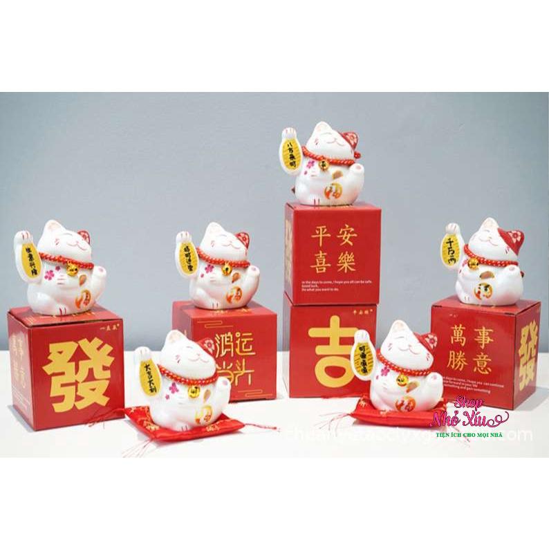 Mèo Thần Tài Để Bàn 10 cm nghênh đón tài phúc, may mắn, bình an - Mèo chiêu tài