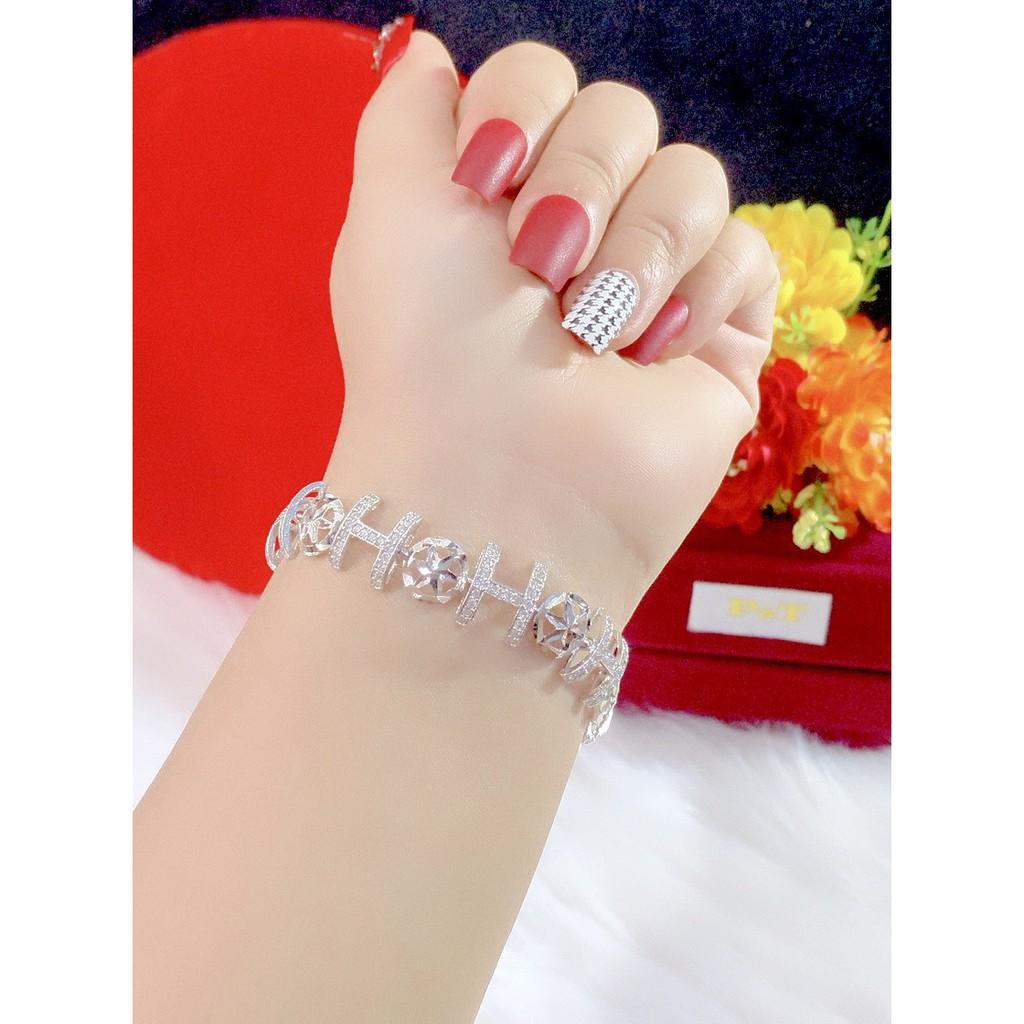 Lắc tay nữ đính xoàn mạ bạch kim cao cấp P307A