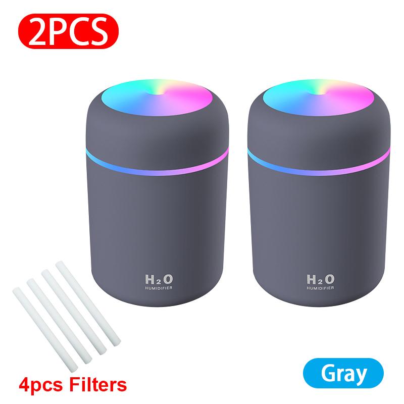 USB Máy Tạo Độ Ẩm Phun Sương Với Khí Quyển Light 300ML Làm Thơm Phòng Máy Khuếch Tán Tinh Dầu Tắt Tiếng Xe/Nhà/Văn Phòng Mini thoáng Mát Sương Máy Phun Sương Tạo Độ Ẩm