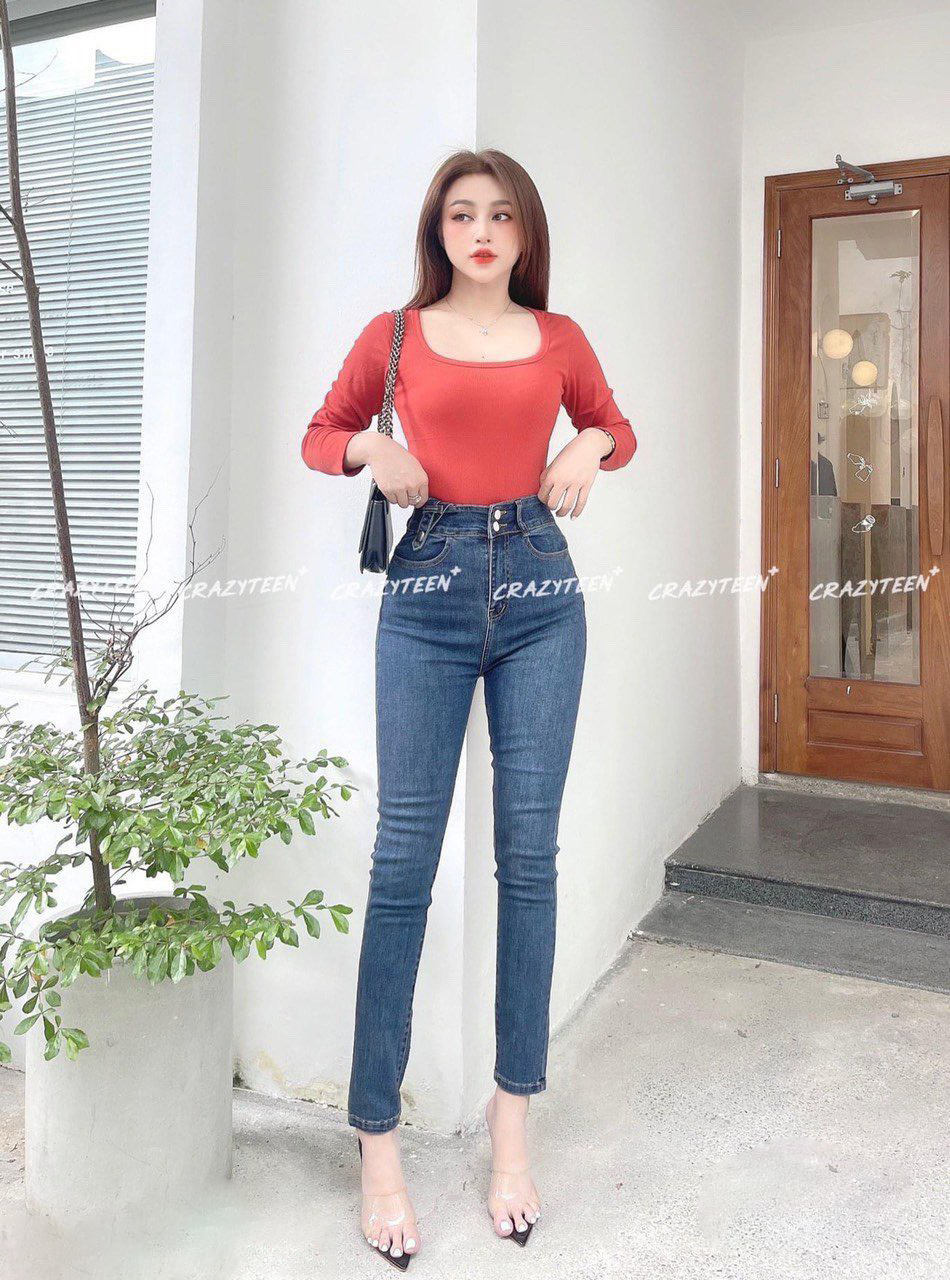 Quần jean nữ Lưng Cao Julido Store, chất jean co dãn 4 chiều ống ôm chân mẫu Ms706