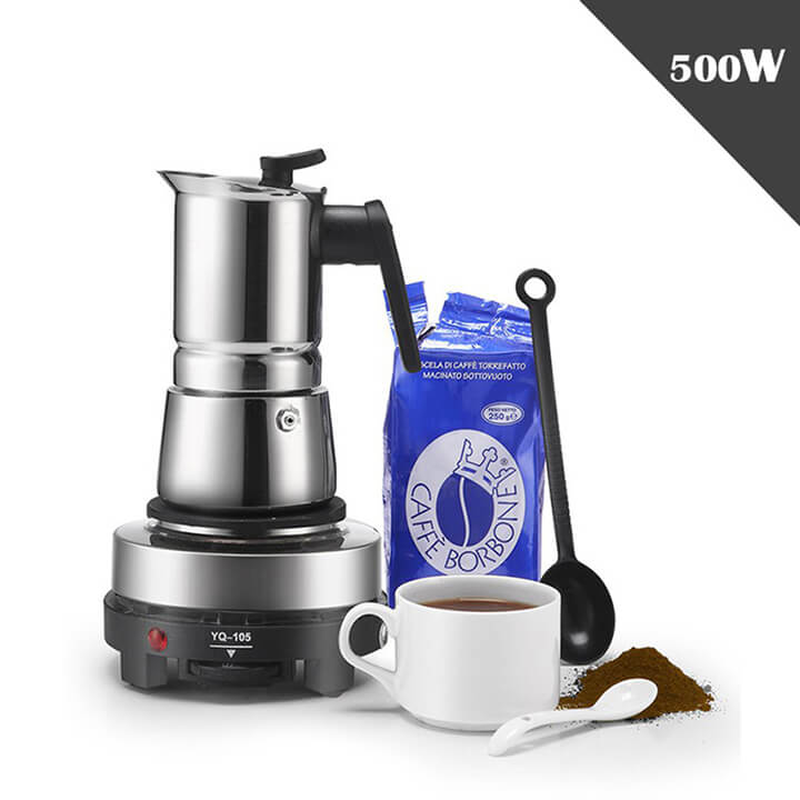 Bếp điện mini 500W đa năng không kén nồi chuyên dùng cho ấm pha cafe moka pot, bếp điện pha trà, cà phê, đun sáp, phích cắm 2 chấu