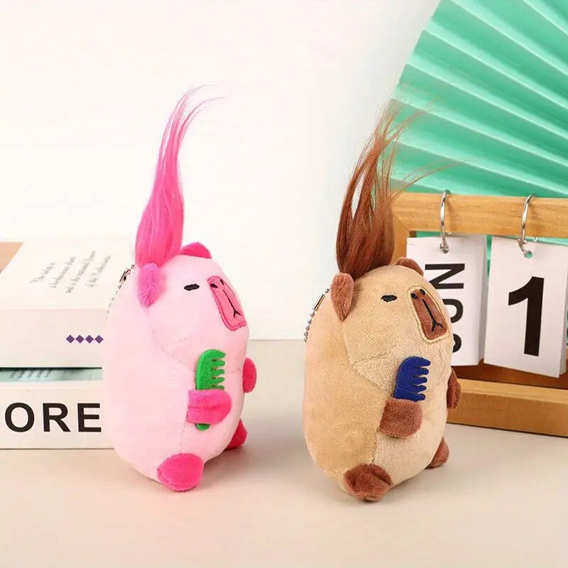 Thú nhồi bông capybara hồng và nâu có tóc xù - Size 20cm - Quà tặng gấu bông chuột lang bộ trưởng ngoại giao đáng yêu