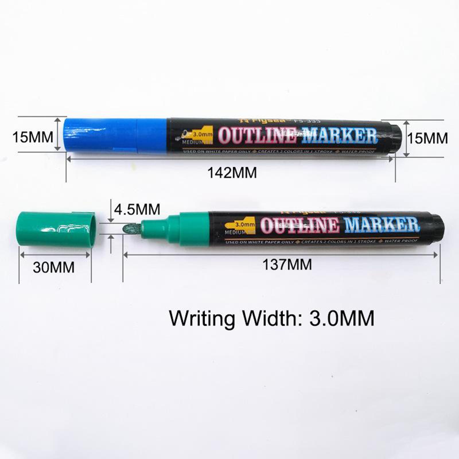 Double Line Outline Pens,12 Colours Outline Pens Fluorescent Glitter Two-Line Pen Permanent Marker Waterproof Pen for Card Making
