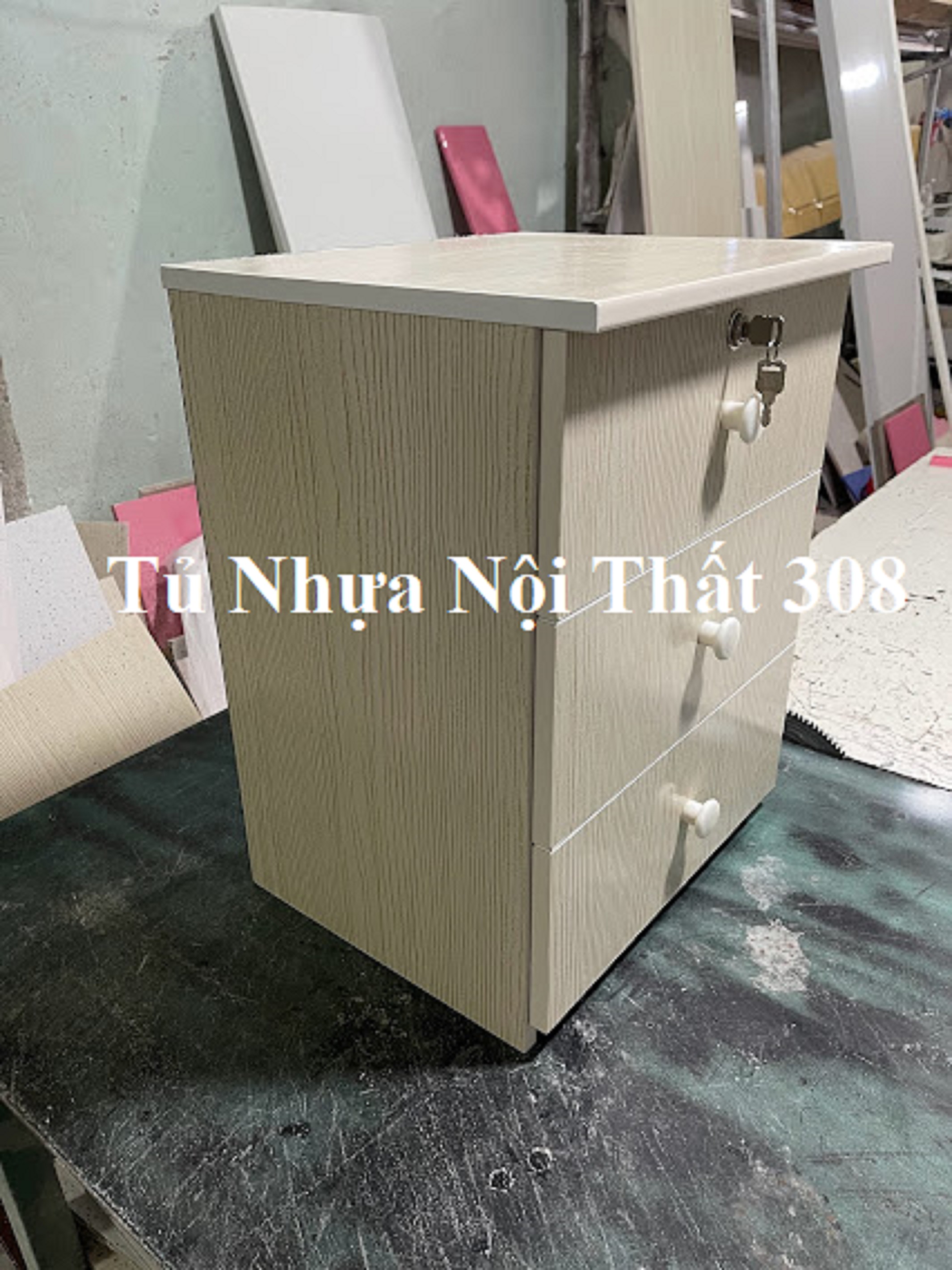 Tủ, Kệ Đầu Giường Nhựa Đài Loan Cao 53cm Ngang 42cm Sâu 32,5cm Màu Gỗ Sồi K168