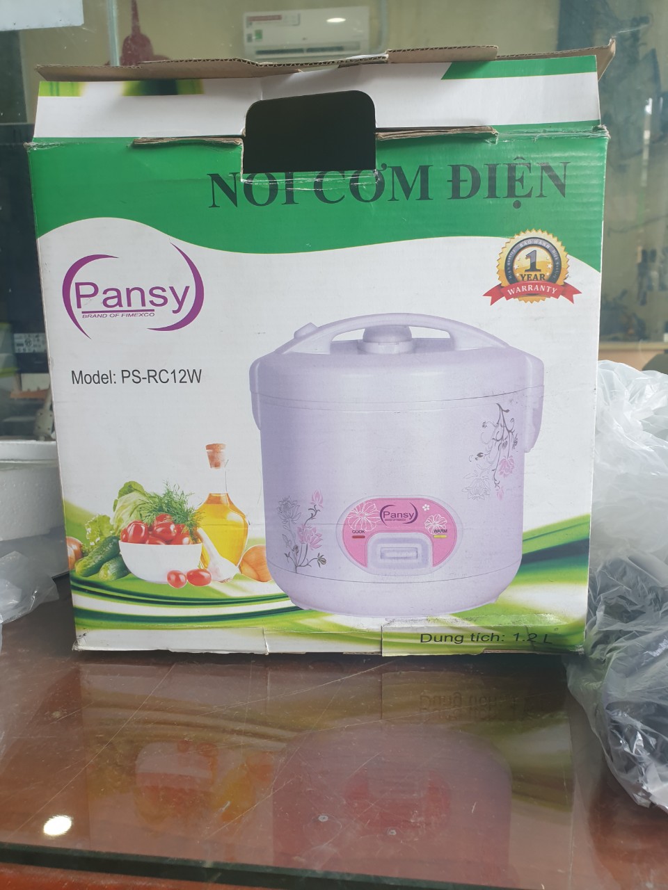 Nồi cơm điện nắp gài 1.2L Pansy - Màu Trắng (hàng nhập khẩu)