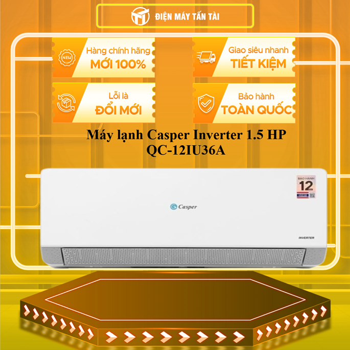 Máy lạnh Casper Inverter 1.5 HP QC-12IU36A -  - HÀNG CHÍNH HÃNG - CHỈ GIAO HCM