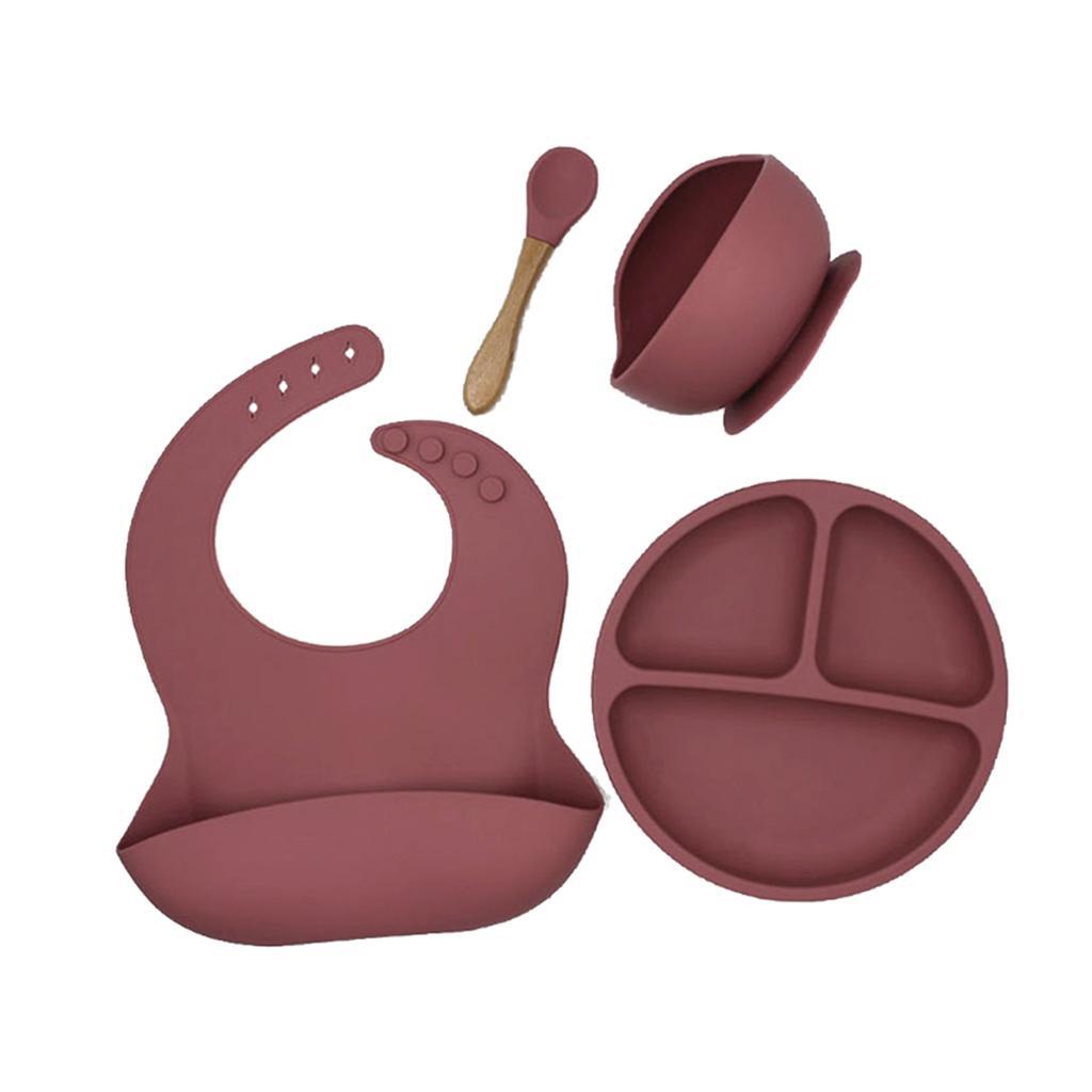 4x Baby Feeding Supplies with Baby Plate,Spoons,Silicone