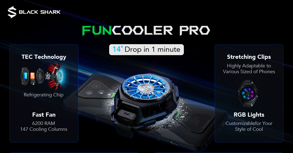 Quạt tản nhiệt điện thoại THÔNG MINH XIAOMI Black Shark FunCooler Pro [Chính Hãng]