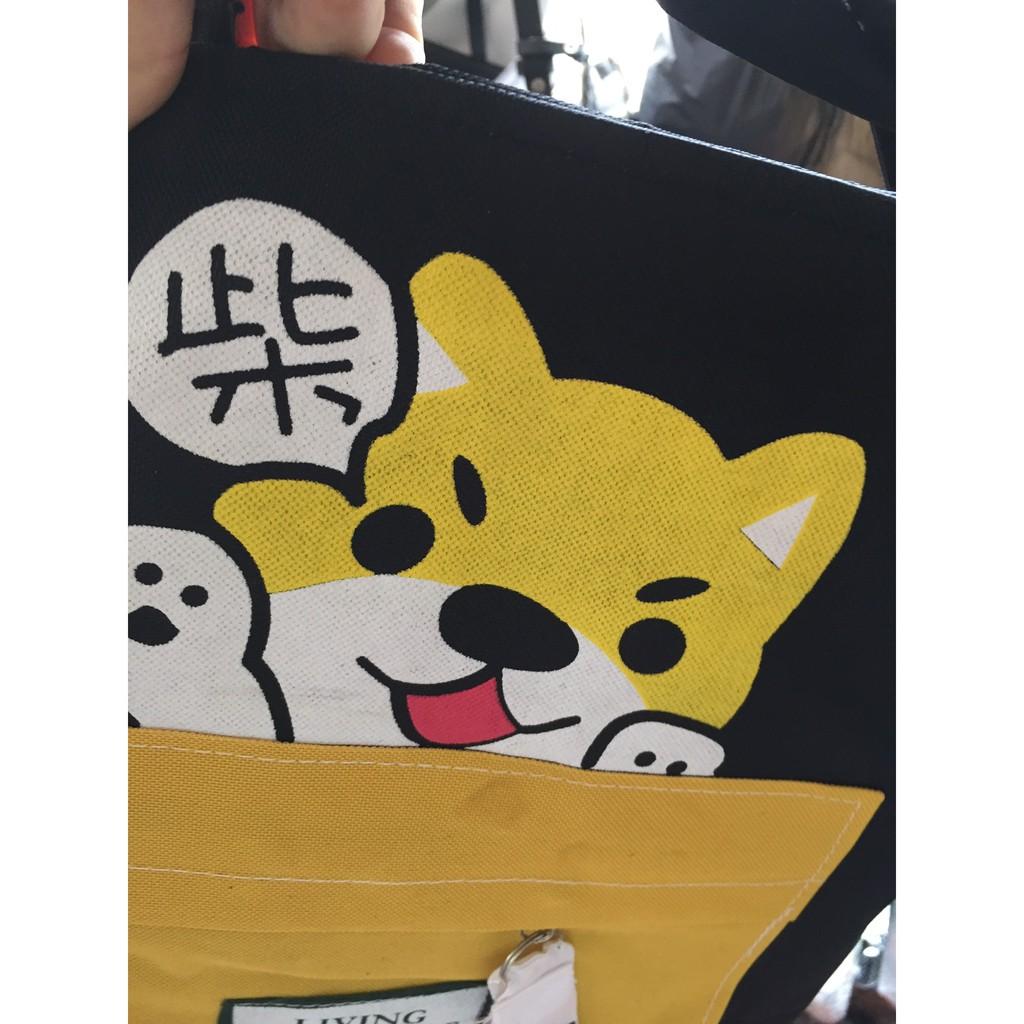 Túi Vải Tote Chú Chó Hachiko Ver2 Siêu Xinh ( Ảnh Thật )  (Tặng Kèm 1 Gương Mini Siêu Xinh