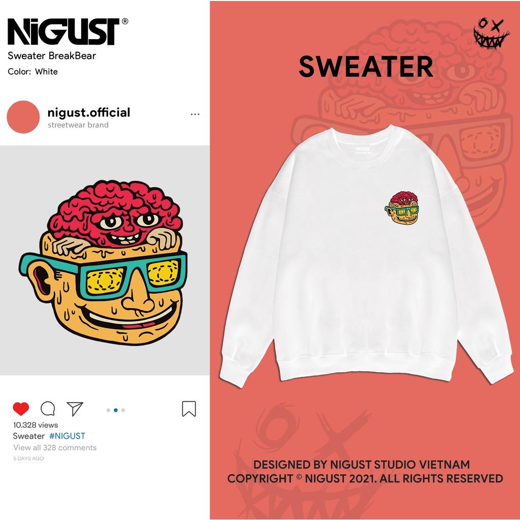 Áo sweater basic unisex local brand NIGUST N006 chất liệu nỉ da cá form rộng màu đen trắng Fullbox