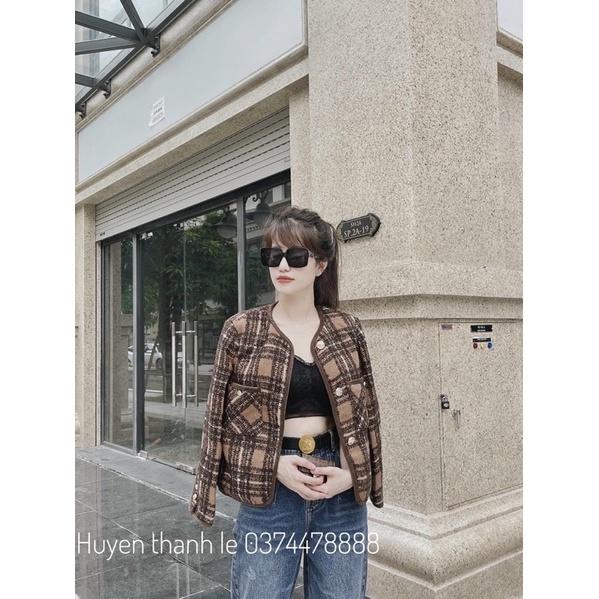 Áo khoác dạ tweed nâu tây hàng chuẩn SDD