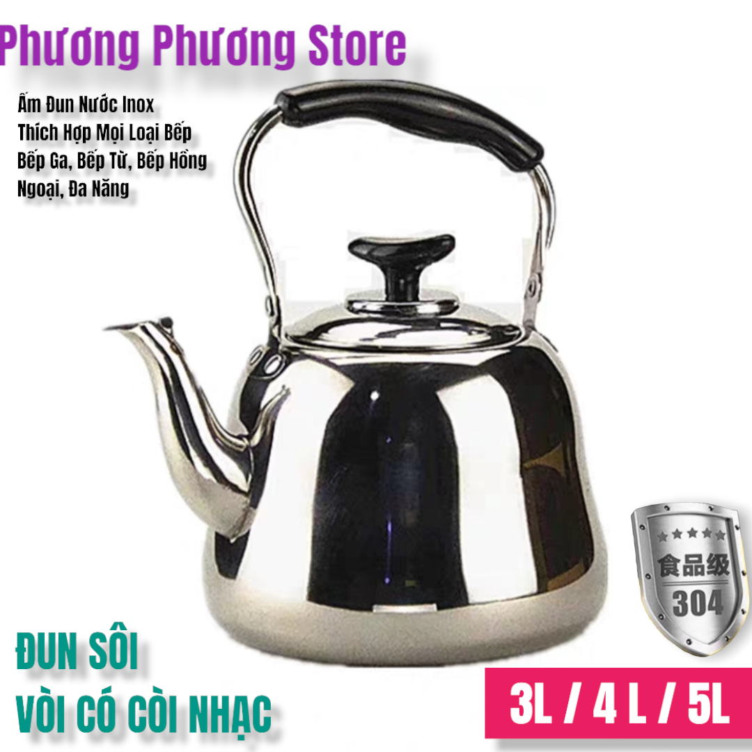 ( HÀNG CAO CẤP ) Ấm Đun Nước Family Bằng inox 304 Smartcook 3L / 4L / 5L Có Nhạc Báo Sôi Dùng Được Cho Tất Cả Các Loại Bếp