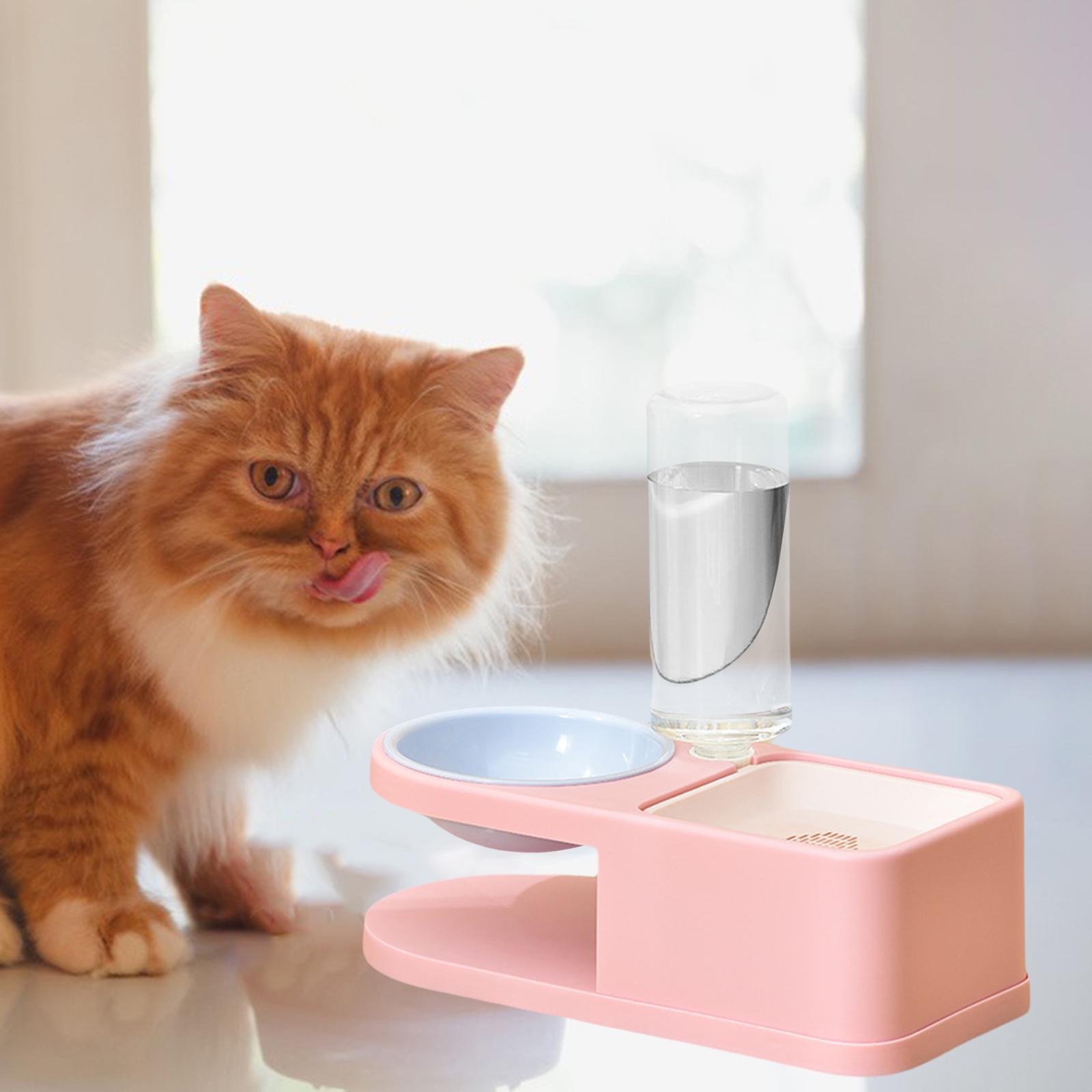 2Pcs Large Automatic Pet Bowl Dog Cat Water Fountain Dry Food Dispenser