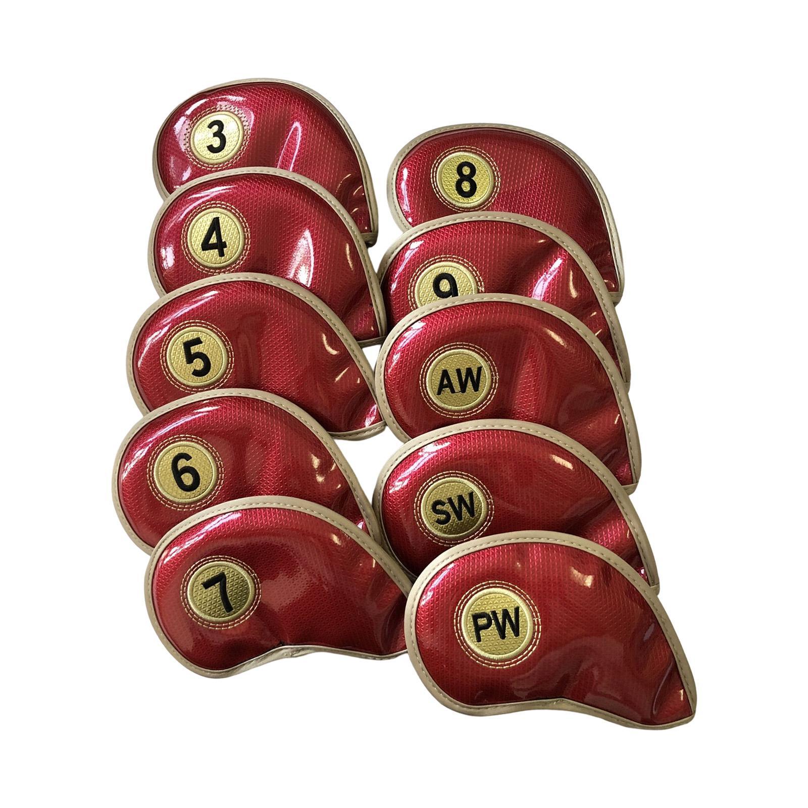 10x Golf Iron Headcover PU Golf Club Head Cover Golf Wedge Iron Protective Headcover for Unisex