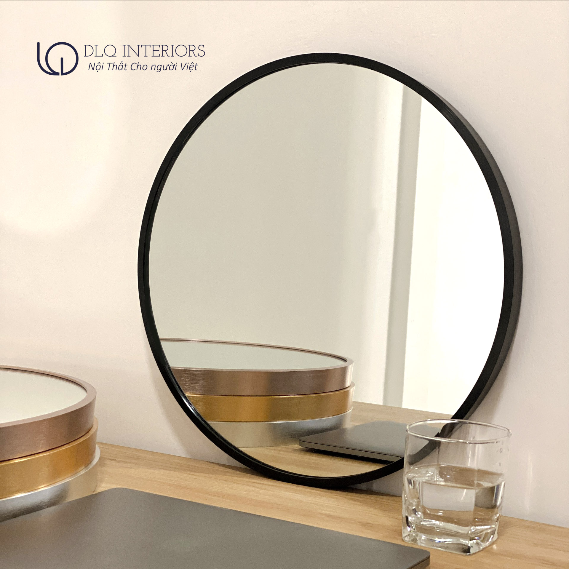 Gương Tròn Viền Trắng Treo Tường DLQ MIRROR Chất Liệu Nhôm Sơn Tĩnh Điện Cao Cấp