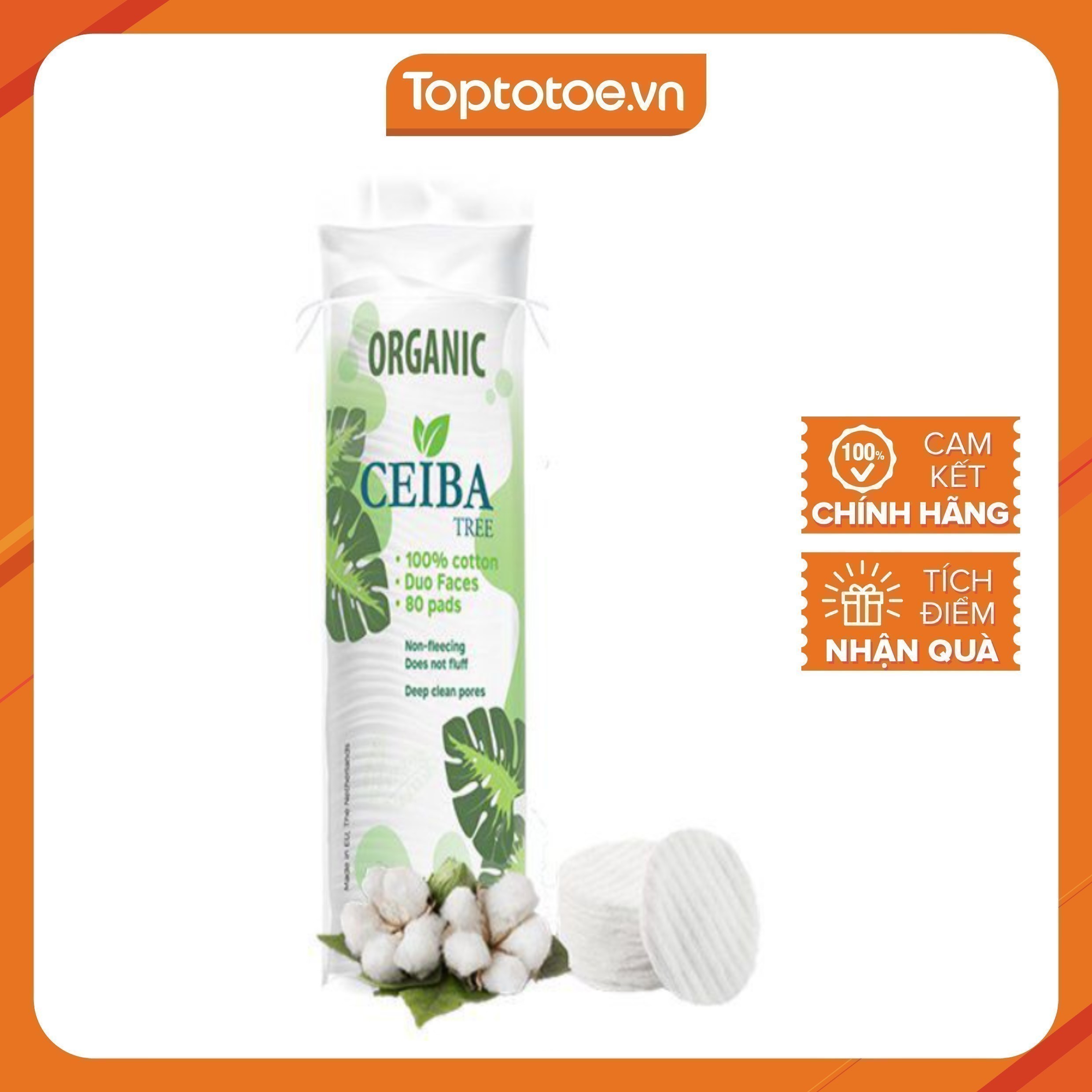 Bông Tẩy Trang Hữu Cơ Organic Ceiba Tree 80 miếng