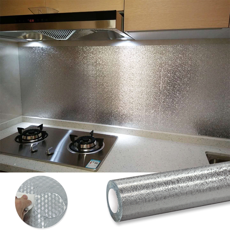 Cuộn 3 Mét Decal Giấy Dán Bếp Tráng Nhôm Cách Nhiệt