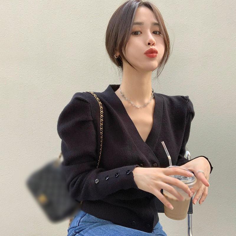 Áo cardigan dáng ôm cổ chữ V thanh lịch cho nữ