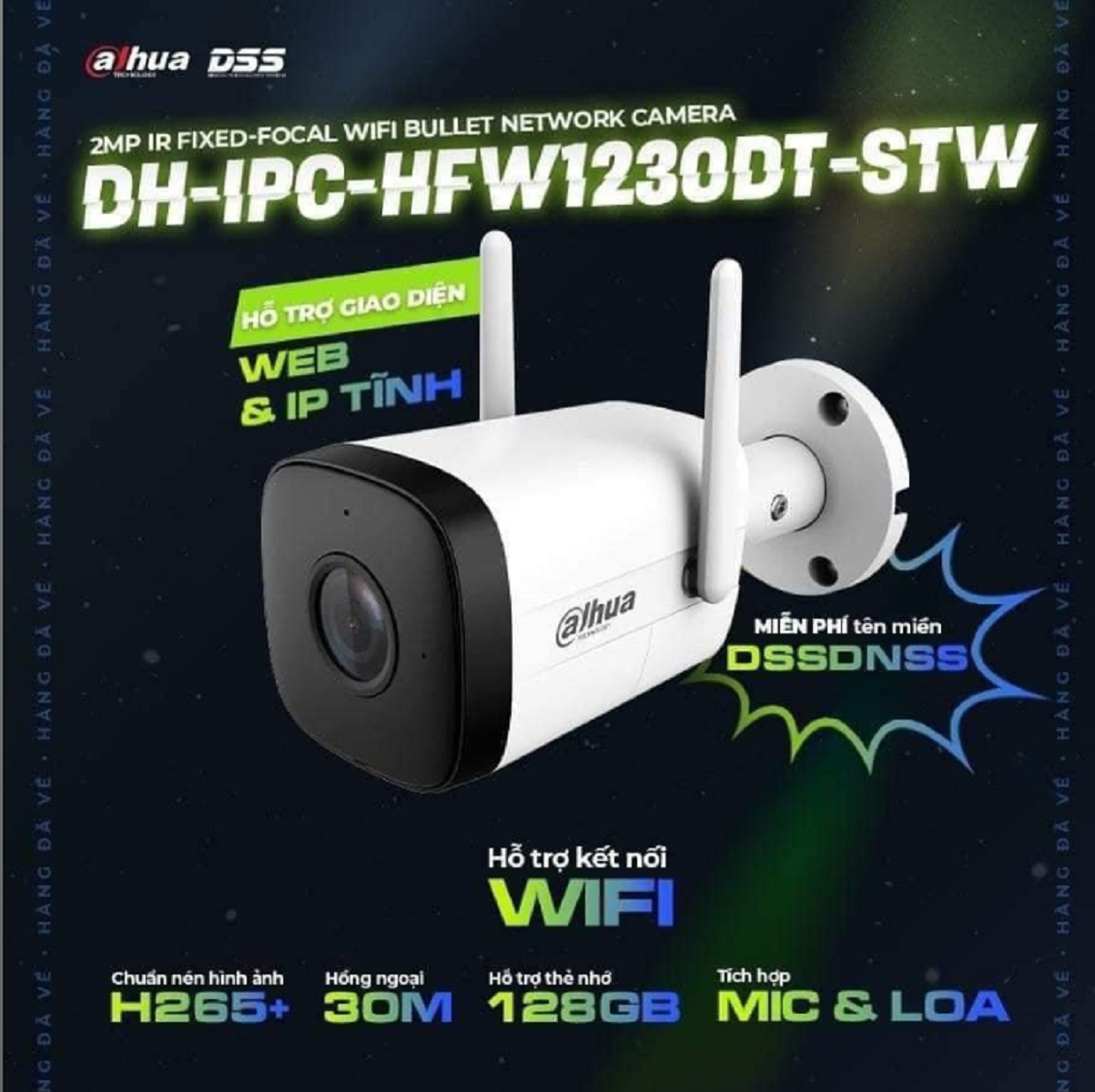 Camera IP Wifi 2MP DAHUA DH-IPC-HFW1230DT-STW-hàng chính hãng