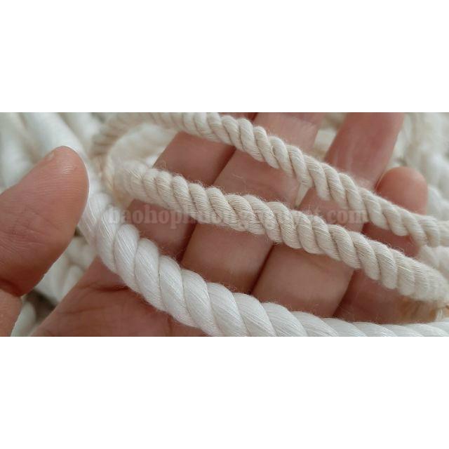 DÂY THỪNG MACRAME COTTON, dây thừng trang trí xoắn size 5mm