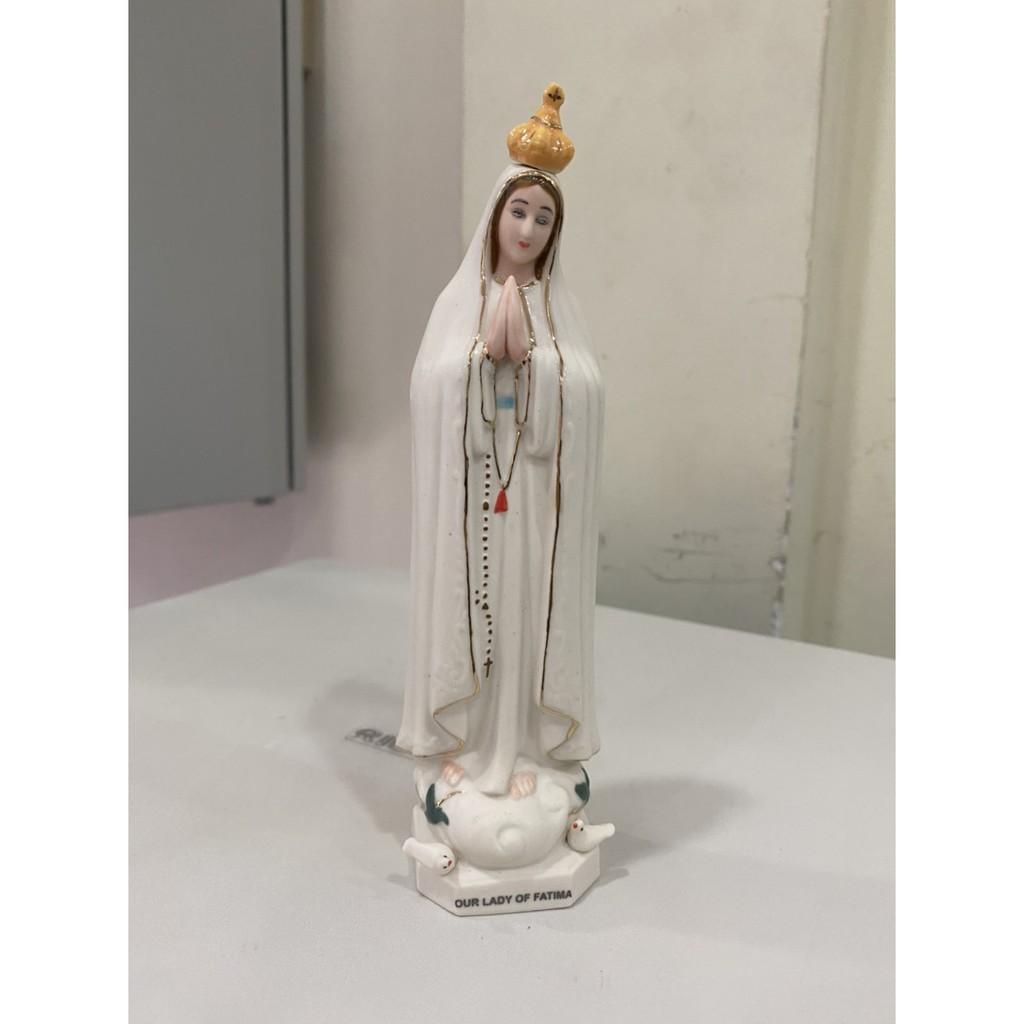 171.Đức Mẹ Fatima gốm sứ 15cm trắng