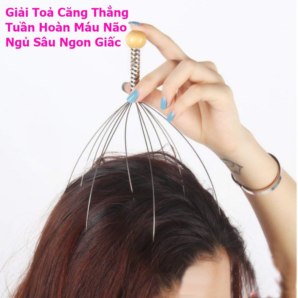 Cây Massage Đầu Thư Giãn Xả Stress, Cây Gãi Đầu Giảm Căng Thẳng, Mát Xa Đầu Bạch Tuộc, Cây Mát Sa Đầu Giúp Lưu Thông Máu, Kích Thích Mọc Tóc