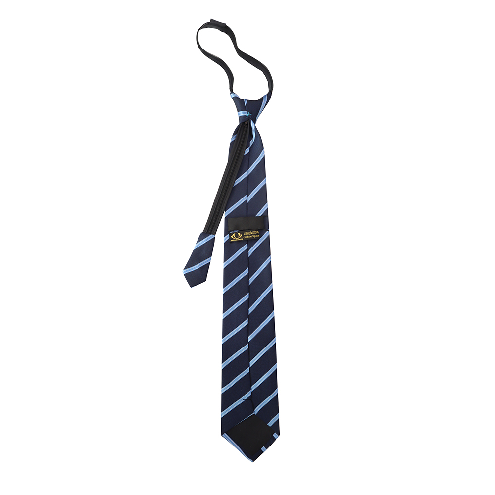 Cà vạt thắt sẵn, cà vạt khóa kéo-Cà vạt dây kéo màu xanh đen sọc CK8XDS002