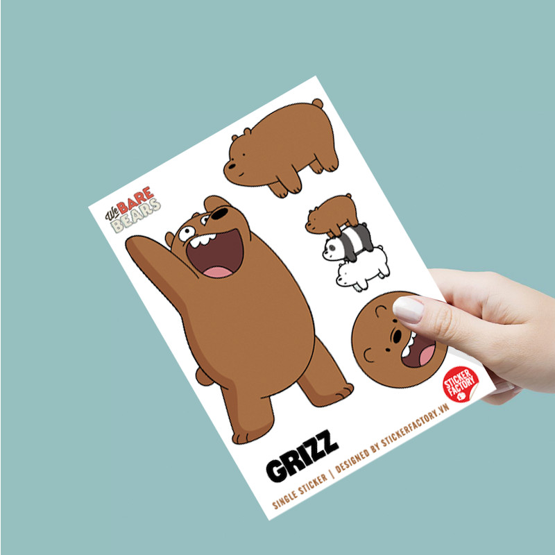 Gấu Nâu Grizz - Single Sticker hình dán lẻ We Bare Bears