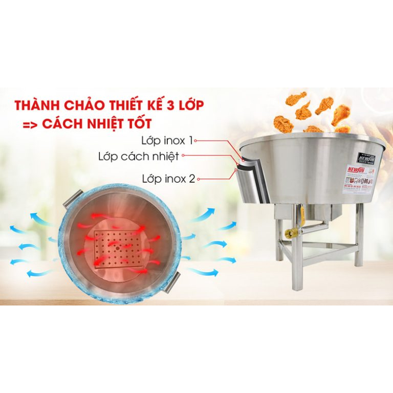 Chảo chiên dầu dùng điện phi 50 NEWSUN công suất 8000W - Hàng chính hãng