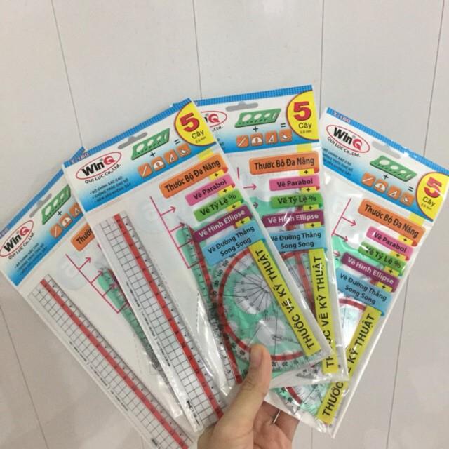 Bộ 5 Cây Thước Dẻo Trắng WinQ , thước bộ học sinh