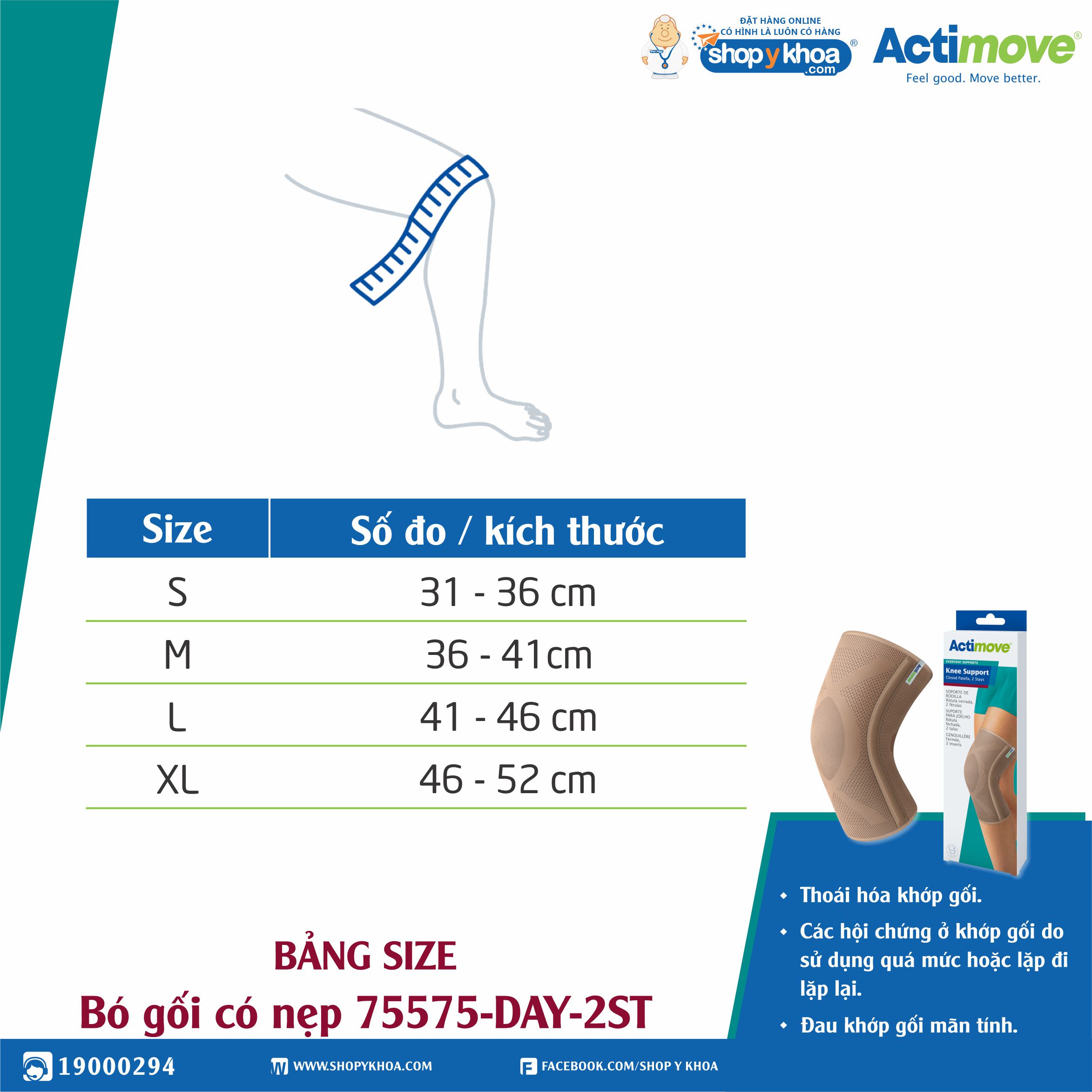 Bó gối có nẹp 75575-DAY-2ST Actimove Knee Support