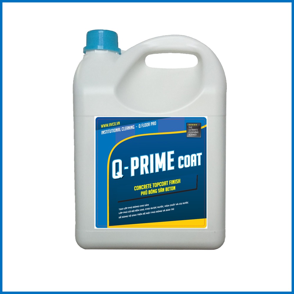 Phủ bóng sàn bê tông AVCOChem - Q PRIME Coat - Siêu bóng bền tiết kiệm - Can 4 lít - Hàng chính hãng