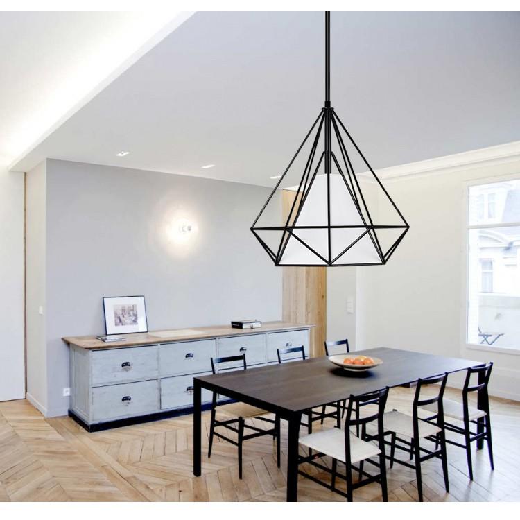 Đèn thả đơn kim cương khung sắt tĩnh điện kèm bóng led phi 250 + Video hướng dẫn lắp đặt DT 6527