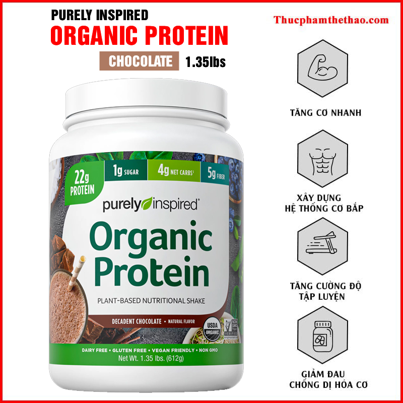 Sữa Bột Protein Hữu Cơ Thực Vật Organic Protein Phục Hồi Cơ Bắp - Nhiều Hương Vị - Hàng Chính Hãng USA