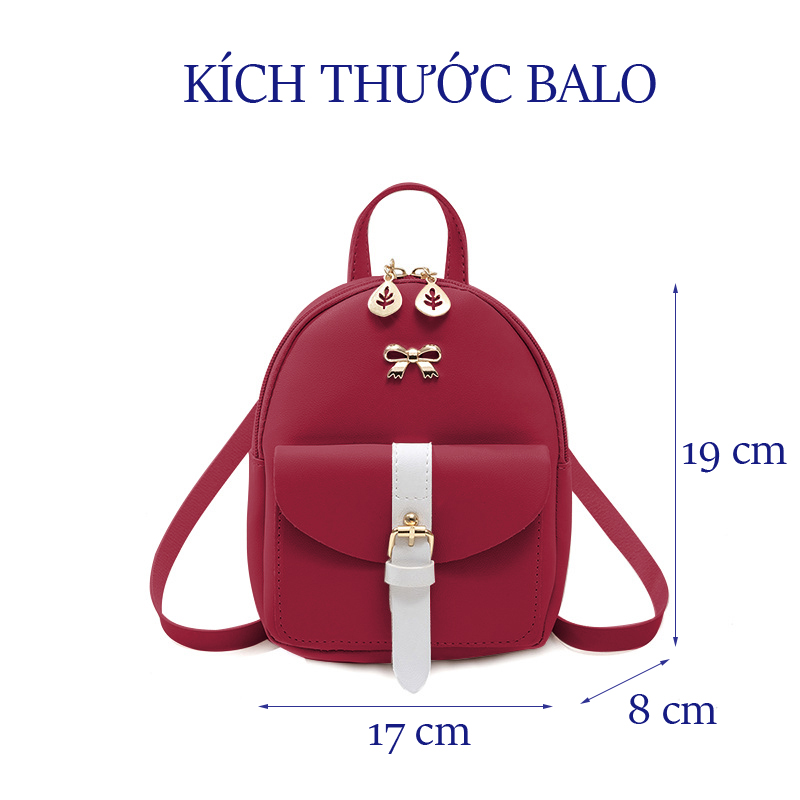 Balo Mini Nhỏ Xinh ĐÍnh Nơ Bl20 Da Trơn