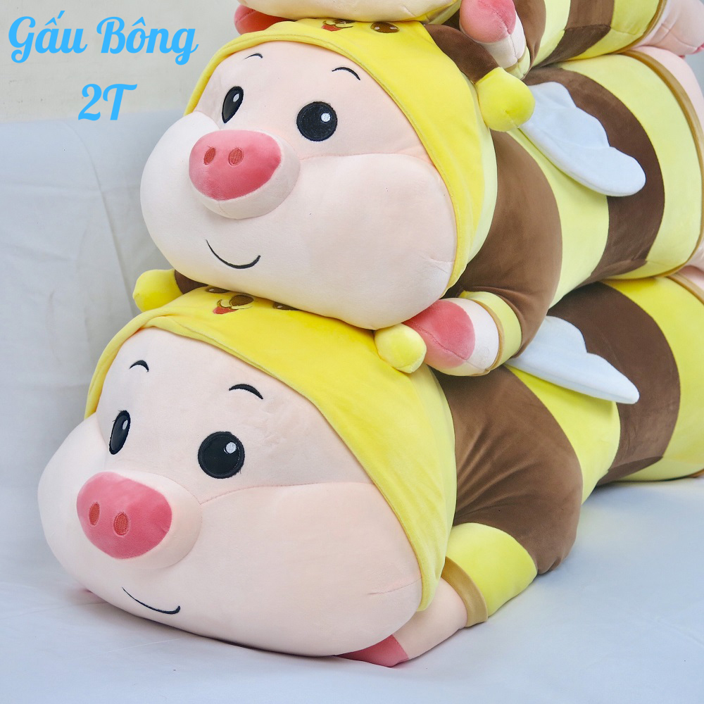 Gấu Bông Heo-Gấu Bông Heo Cosplay Ong Vàng-Gấu Bông 2T-Thú Bông, Gối Ôm,  Đồ Chơi Cho Bé, Vải Nhung Co Giãn Mềm Mịn Bông Gòn Cao Cấp Đầy Đặn