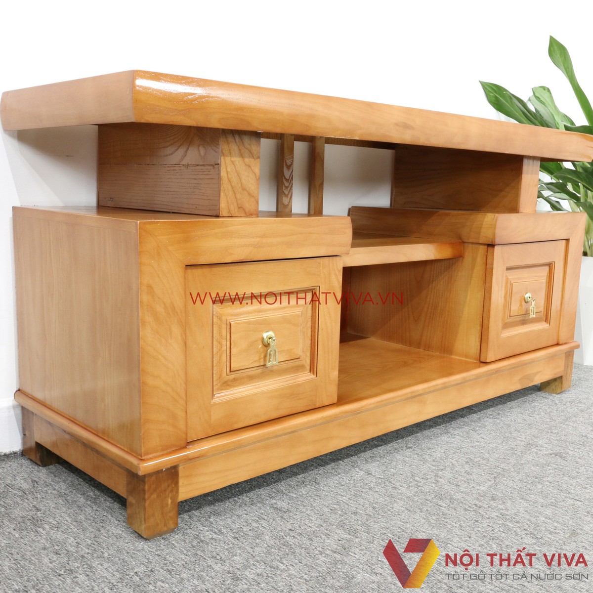 Kệ Tivi Gỗ Sồi Nga Sơn Màu Cánh Gián Đẹp Giá Rẻ