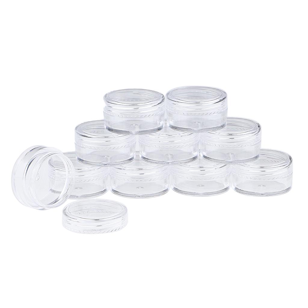 10x Empty Round Clear Makeup Jar Pot Powder Travel Cream Cosmetic Container 5g