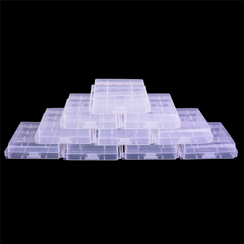 10 Chiếc Nhựa Cứng Pin Ốp Lưng Giá Đỡ Hộp Bảo Quản 4X AA Pin AAA Trắng