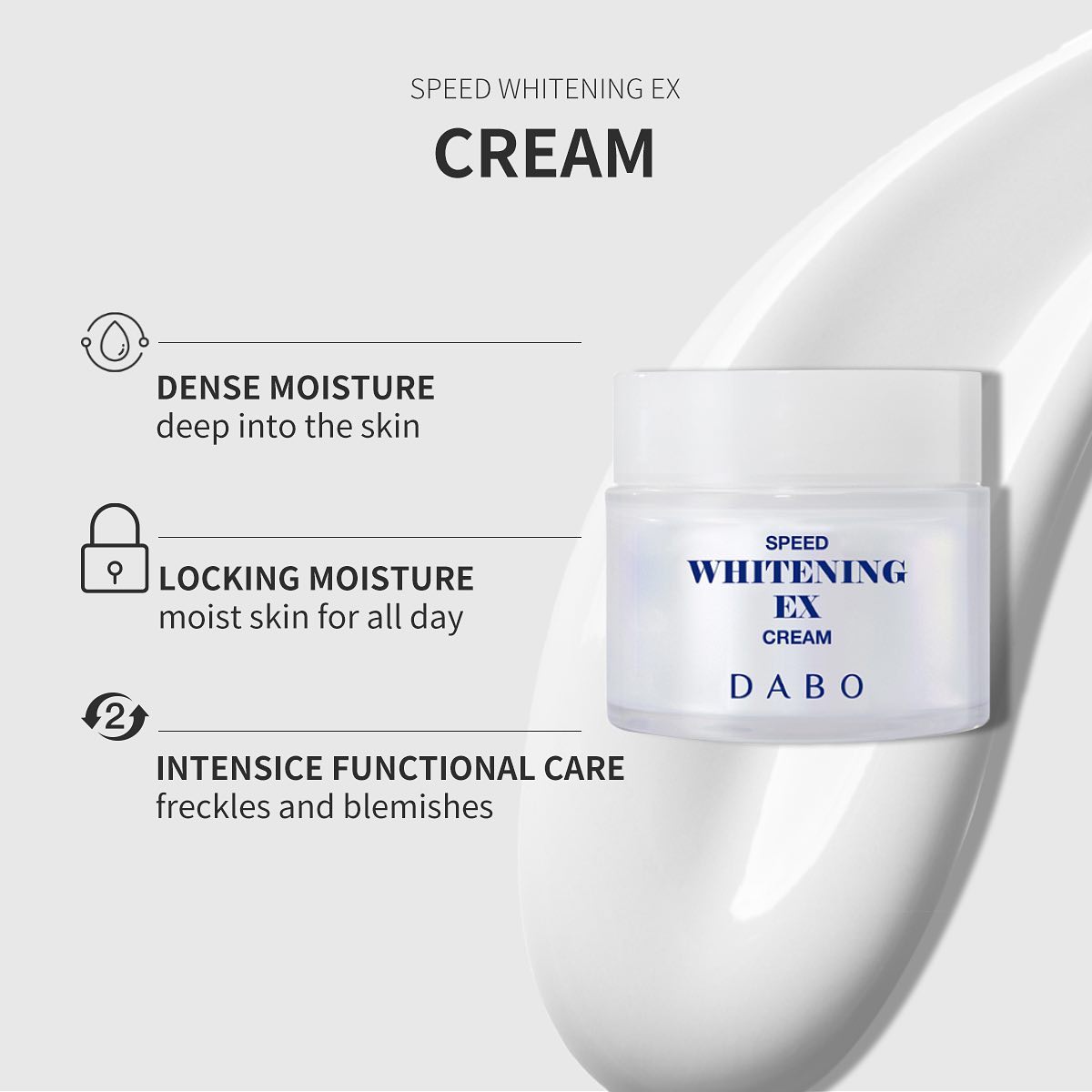 Kem dưỡng trắng da mặt nhanh, làm mờ vết nám, thâm đốm Dabo Speed Whitening Ex Cream Hàn Quốc 50ml tặng móc khóa - Kem đêm